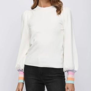 NWT Fate Balloon Sleeve Striped Cuff Sweater